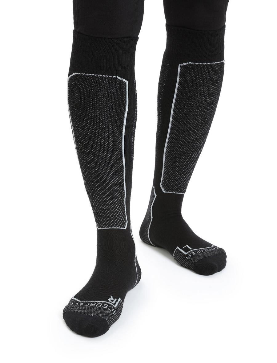 Women\'s Icebreaker Merino Ski+ Light Over the Calf Socks Black | CA 1508HAPK